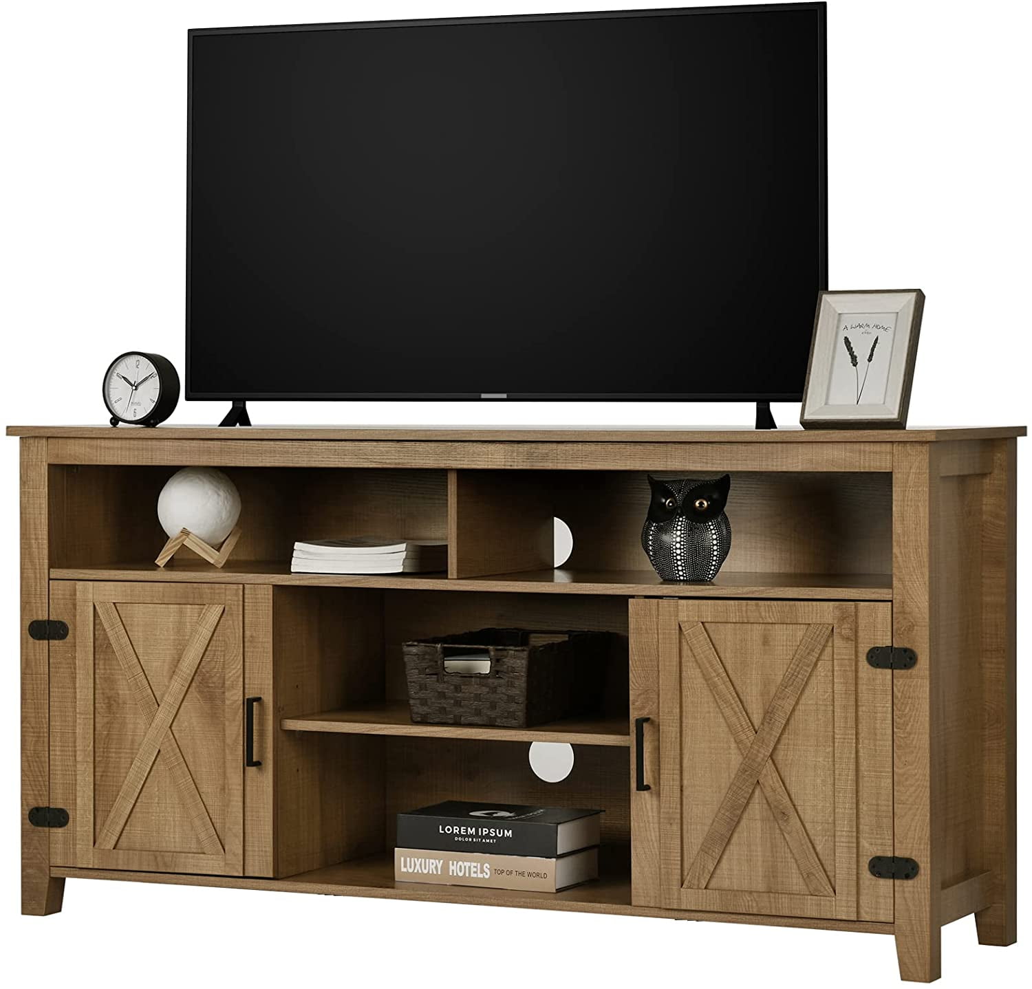 Buy YITAHOME Farmhouse Barn Door TV Stand for 65 Inch TV, Highboy