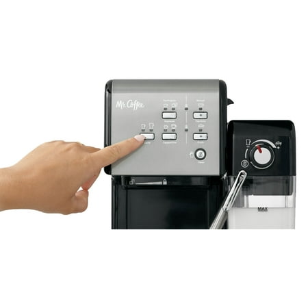 Mr. Coffee - One-Touch CoffeeHouse Espresso and Cappuccino Machine, Dark Stainless - Black
