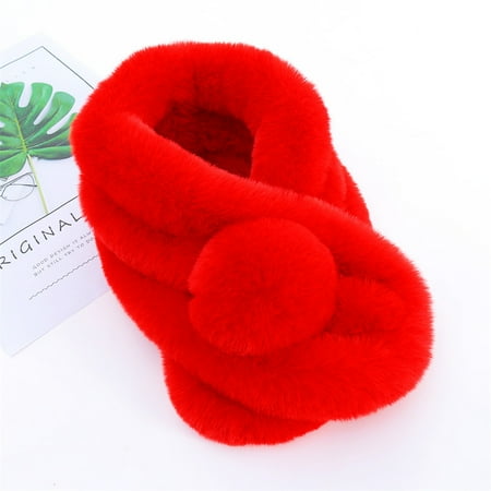 

LINMOUA Women Fashion Solid Color Scarf Outerwear Bib Faux Scarf Warm Scarf Red