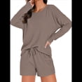 thumbnail image 2 of Conjunto de Pijama para Mujer, de Punto Gofre, Informal, de Dos Piezas, con Bolsillos Café Ligero S, 2 of 9