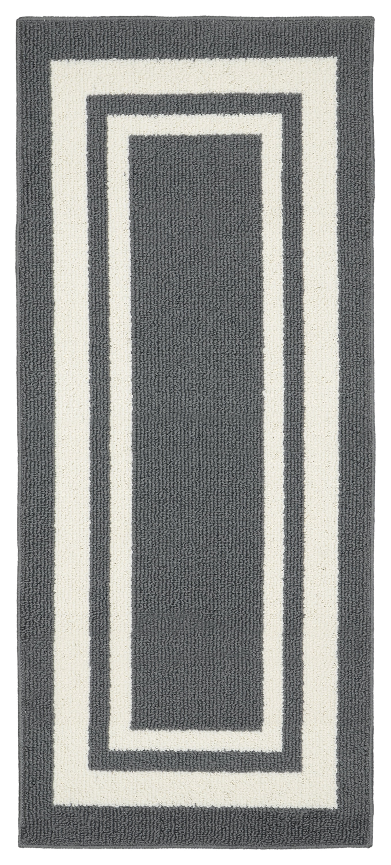 Garland Rug Borderline 24 in. x 60 in. Indoor/Outdoor Area Rug Cinder Gray/Ivory