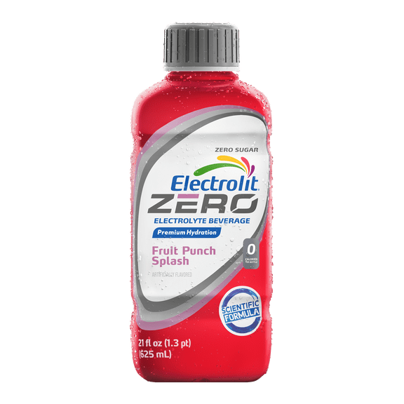 Electrolit Zero Sugar-Free Fruit Punch Hydration Drink 21 fl oz with No Allergens