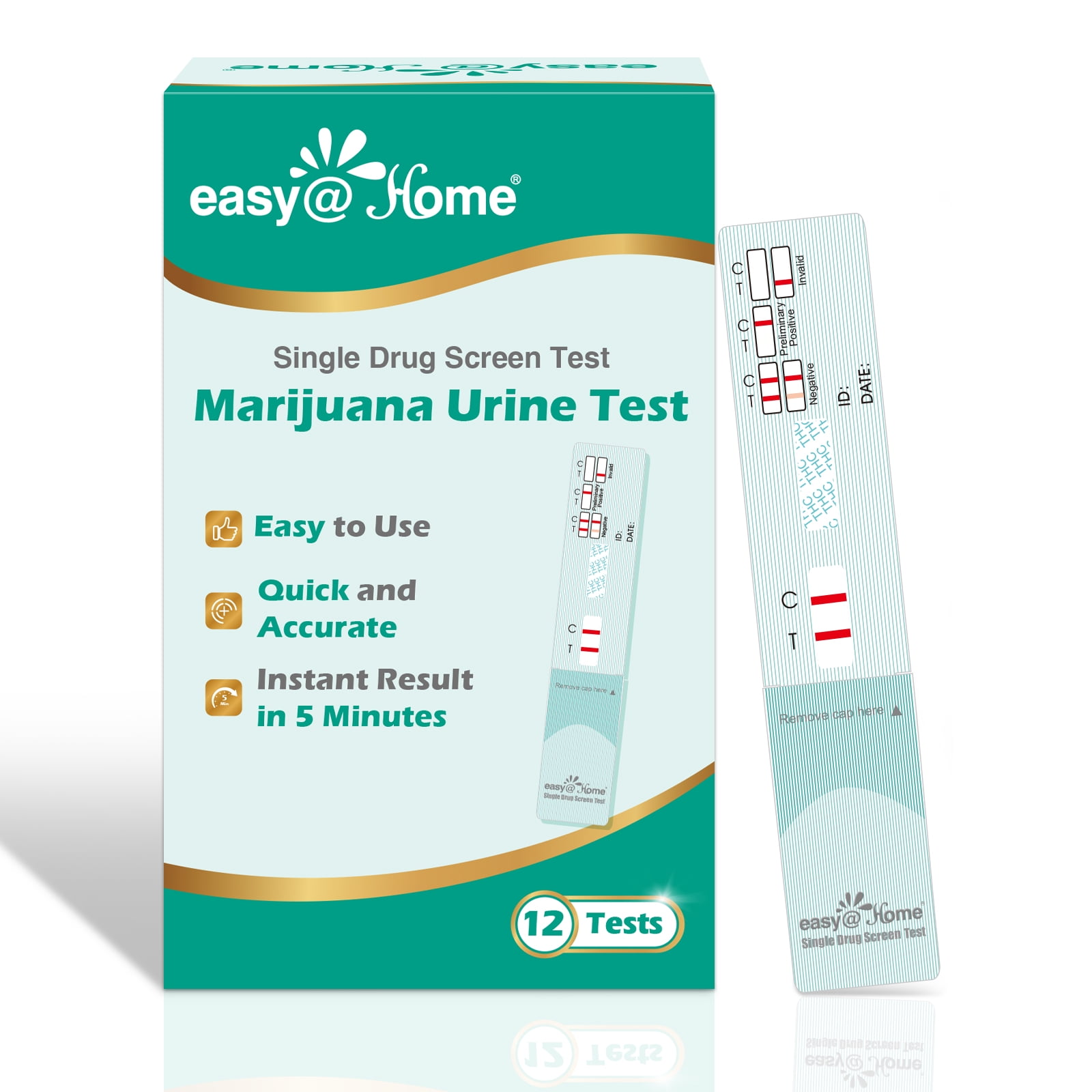 Easy@Home (12 Pack) Marijuana (THC) Single Panel Drug Test, At