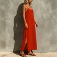 thumbnail image 4 of QUNYINEY Red Sun Dresses for Women A Line Summer Long Sleeveless Slip Dress Square Neckline Beach Loose Fit Vacation Dresses, 4 of 5