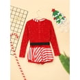 thumbnail image 6 of Ocealan Kids Girls Sequins Candy Cane Stripes Christmas Outfits Long Sleeve One Piece Bodysuit Red 6, 6 of 7