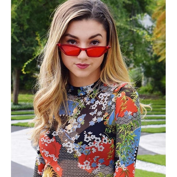 FEISEDY Small Cat Eye Sunglasses Vintage Square Shade Women  display picture 2
