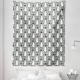 thumbnail image 1 of Cartoon Tapestry, Macaroni Penguin Funny Repetitive Animal Pattern Exotic Aquatic Bird, Fabric Wall Hanging Decor for Bedroom Living Room Dorm, 5 Sizes, Pale Grey White and Black, by Ambesonne, 1 of 1