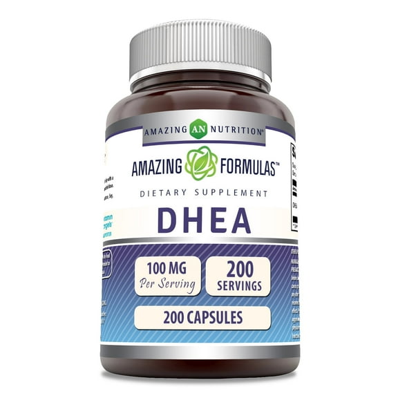 Amazing Formulas DHEA 100mg 200 Capsules Supplement | Non-GMO | Gluten Free | Made in USA