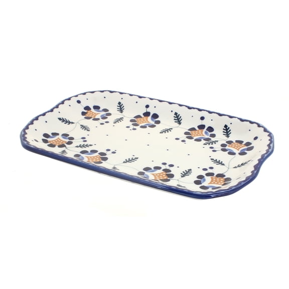 Blue Rose Polish Pottery Sunflower Small Rectangular Tray