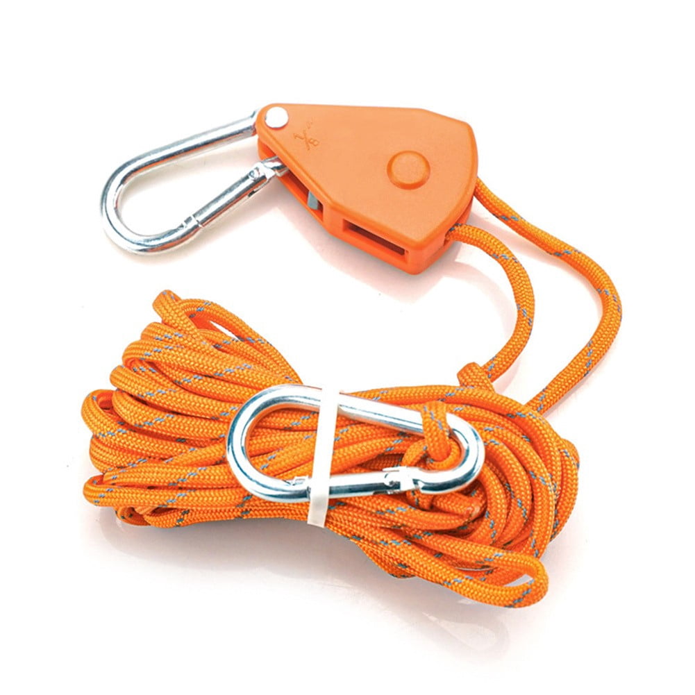 12 Pack Heavy Duty Adjustable Rope Clip Hangers | 1/8 Inch, 8 FT Long, 150lb Capacity | With M5 Carabiners & Metal Gears