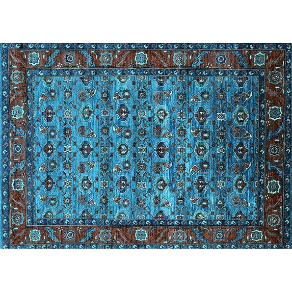 Ahgly Company Indoor Rectangle Oriental Light Blue Industrial Area Rugs, 4' x 6'