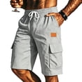 thumbnail image 3 of Men's Quick-Dry Cargo Shorts - Multi-Pocket Casual Beach Shorts - Relaxed Fit Drawstring Walking Shorts for Summer Outdoor & Hiking Light Gray XXXL, 3 of 7