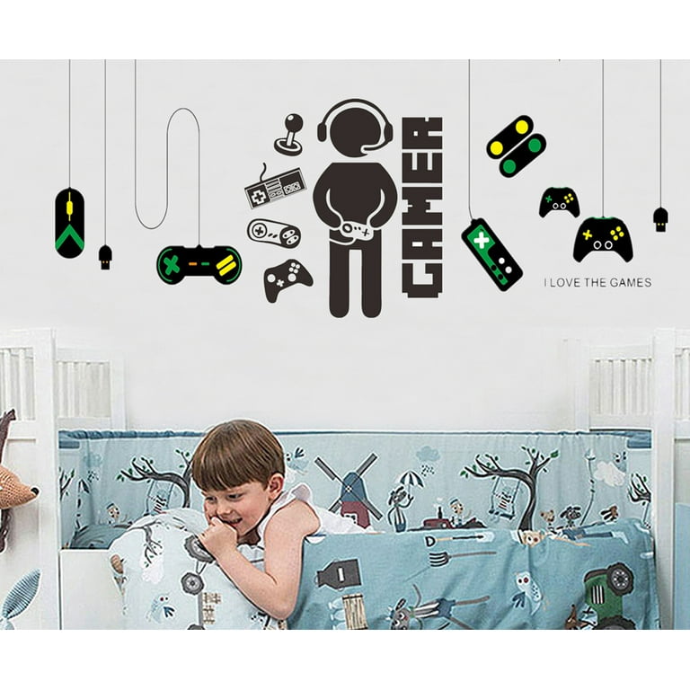  56 Pieces Gamer Wall Decals Gamer Wall Sticker Gaming  Controller Joystick Wall Decals Removable Video Games Wall Stickers Game  Boy Wall Art for Bedroom Playroom Decoration (Colorful) : Baby