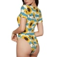 thumbnail image 2 of Balery White Blue Striped Sunflower Body de cuello redondo de manga corta para mujer Tops de manga corta Tops básicos-Small, 2 of 7