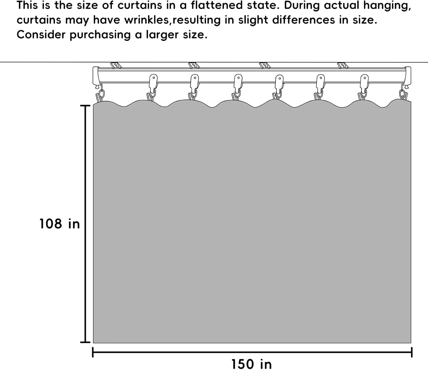 Room Divider Curtains Flexible Ceiling Tracks set Curtain track Ceiling Mount Blackout Curtain for Living Room Bedroom Ceiling Curtain Rod Privacy Dividers Panels W150 x H108 Grey Drape & Black rail