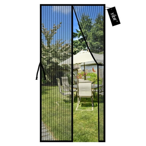 Puerta mosquitera magnética YRH 38x83 pulgadas, malla negra de alta resistencia