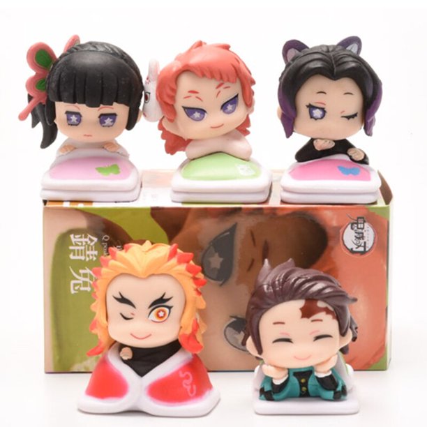 Q.ver-figura DE ACCIÓN DE Kimetsu no Yaiba, Nezuko, Tanjirou, Zenitsu, Giyuu, Inosuke, Demon Slayer, juguetes de Anime en PVC, 3 unidades por juego