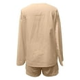 thumbnail image 5 of NMMUED Linen Sets for Women 2 Piece Loungewear Gauze Sets for Women 2 Piece Short Sets for Women Button Down Shirt and Shorts Set Women, Khaki XXXL, 5 of 5
