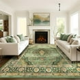 thumbnail image 3 of Boho Vintage Round Rug ft- Faux Wool Dreely Washable Area Rug Small Distressed Throw Rugs Floor Carpet for Door Mat Entryway Bedrooms Laundry (Round - ; Diameter Border ), 3 of 7