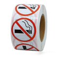 thumbnail image 1 of 500pcs/roll No Smoking Logo Sign Restaurant Bus Shop Round Warning Stickers, 1 of 4