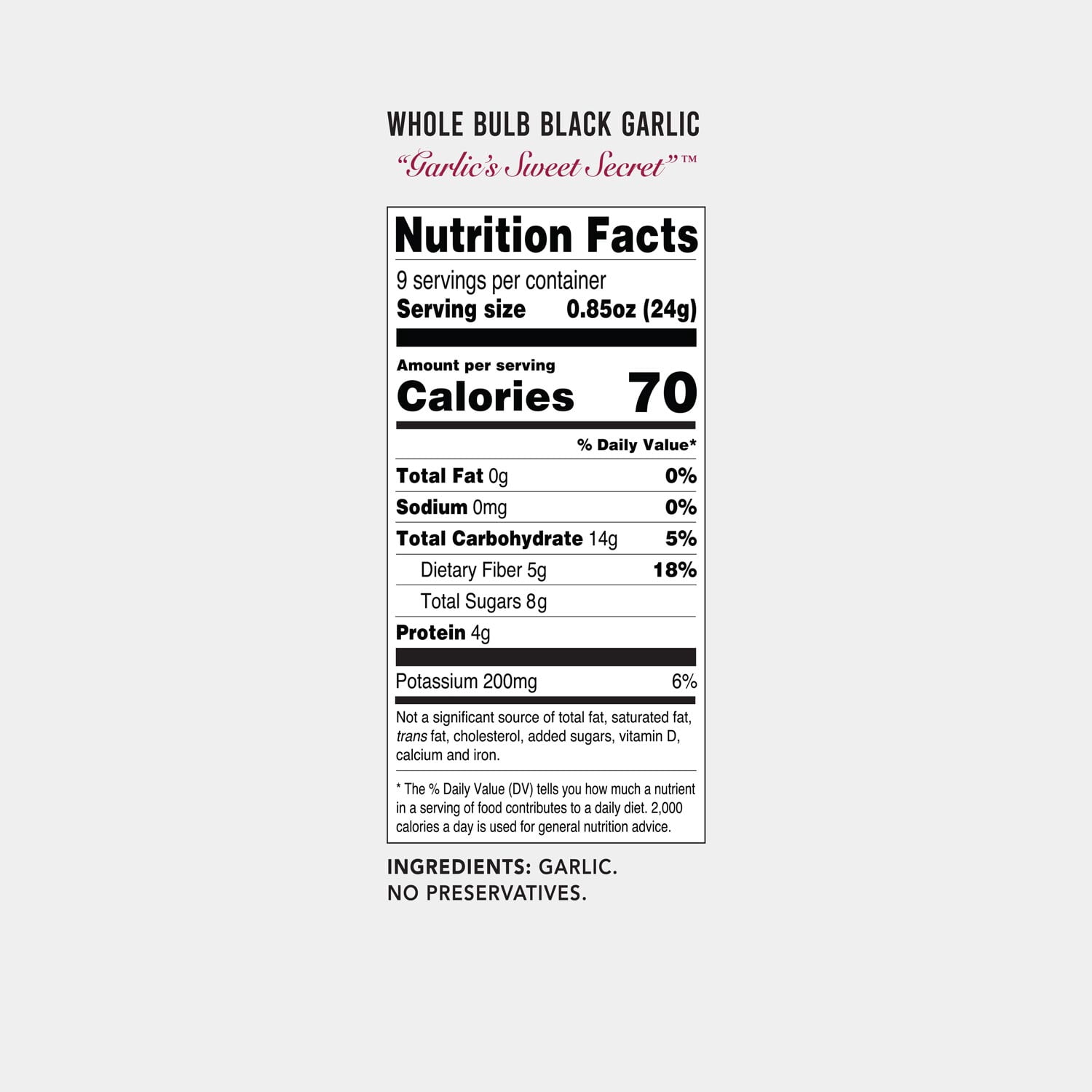 Black Garlic Whole Bulbs - 8oz Kosher Certified