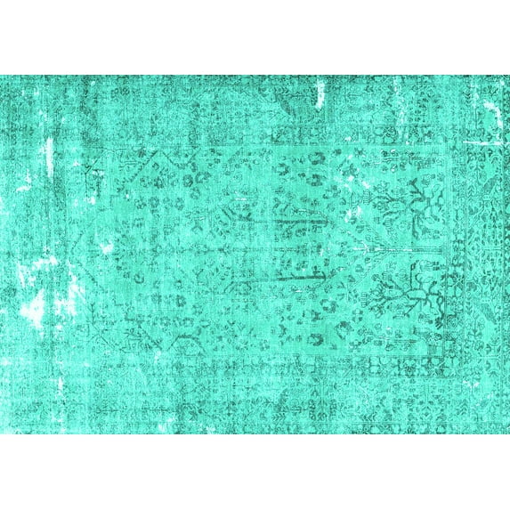 Ahgly Company Indoor Rectangle Persian Turquoise Blue Traditional Area Rugs, 2' x 3'