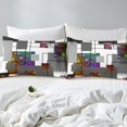 thumbnail image 3 of YST Geometric Fitted Sheet Rainbow Galaxy Stars Bedding Set Queen，Black Grey Abstract Stripes Grids Bed Sheets Glitter Geometry Checkered Bed Cover Room Decor 3 Pcs（No Top Sheet）, 3 of 5