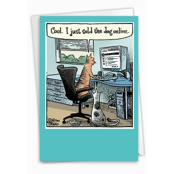 NobleWorks Funny Birthday Greeting Card with 5 x 7 Inch Envelope (1 Card) Bday Sold The Dog C7859BDG