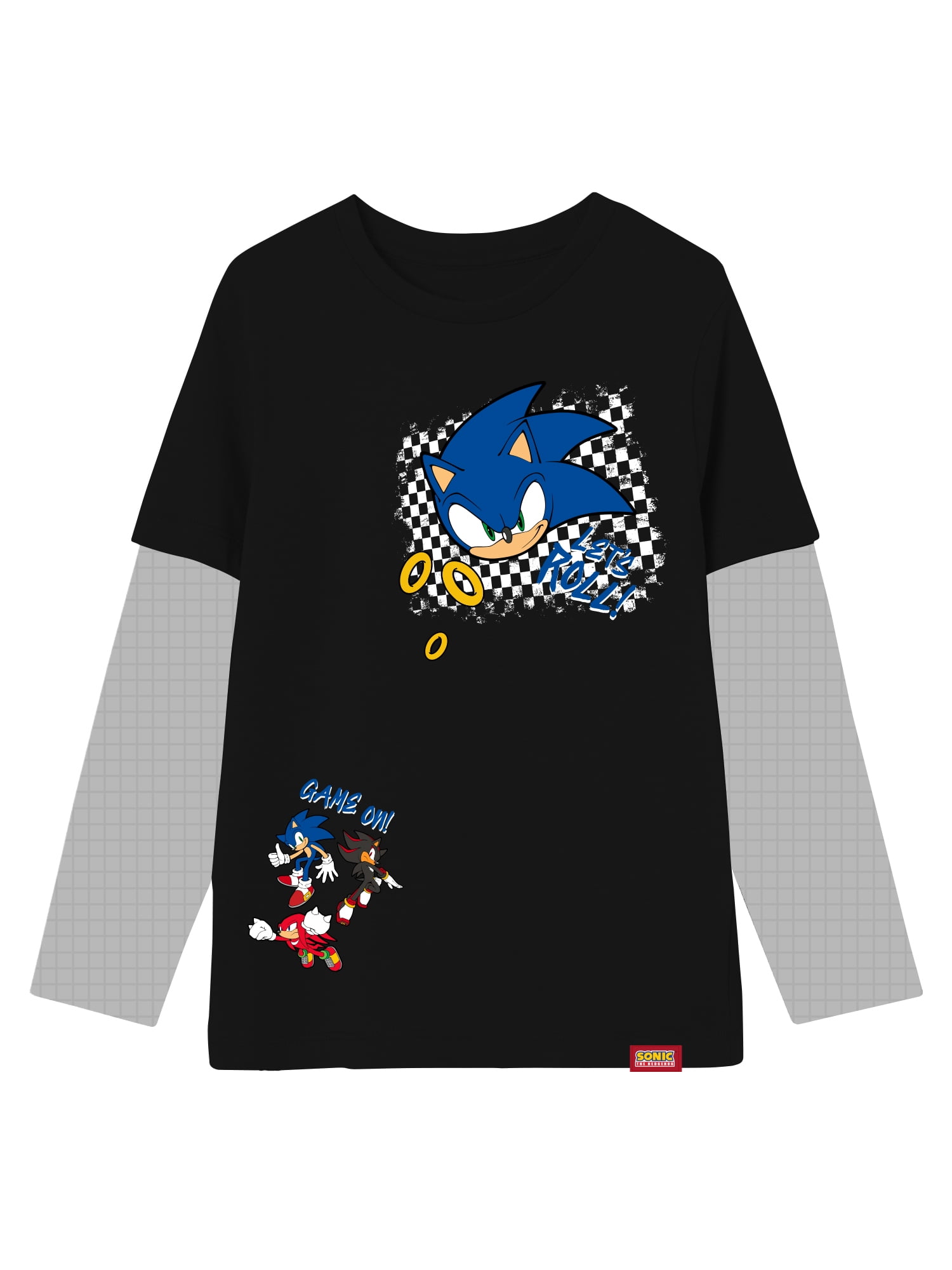 Sonic the Hedgehog, Boys' Graphic Waffle Knit Long Sleeve 2Fer, Sizes 4-18