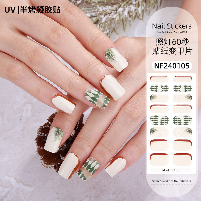 Gel nail stickers UV second generation semi-baked semi-cured nail stickers-NF240105