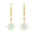 thumbnail image 2 of 5 MM Round Shape Ethiopian Opal and Gold Sunburst Hoop Drop Earrings For Women, 10K Yellow Gold, 2 of 9