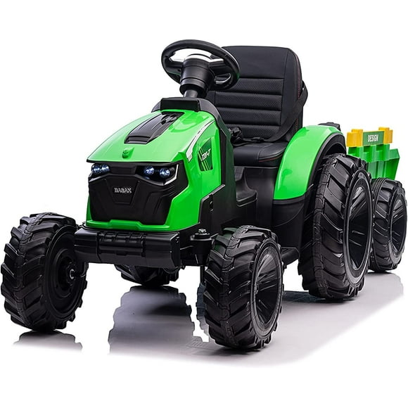 VOLTZ TOYS 12V Kids Ride On Tractor, Electric Battery Powered Farm Truck Ride-on Toy Car with Tipper Trailer, 14AH Battery, EVA Tire, Leather Seat with Seat Belt, Working Headlight and Cup Holder