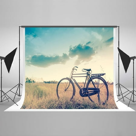 Image of HelloDecor Scenic Backdrops 7x5ft Black Retro Style Bike Photographic Backgrounds Material Newborn Studio Background for Children