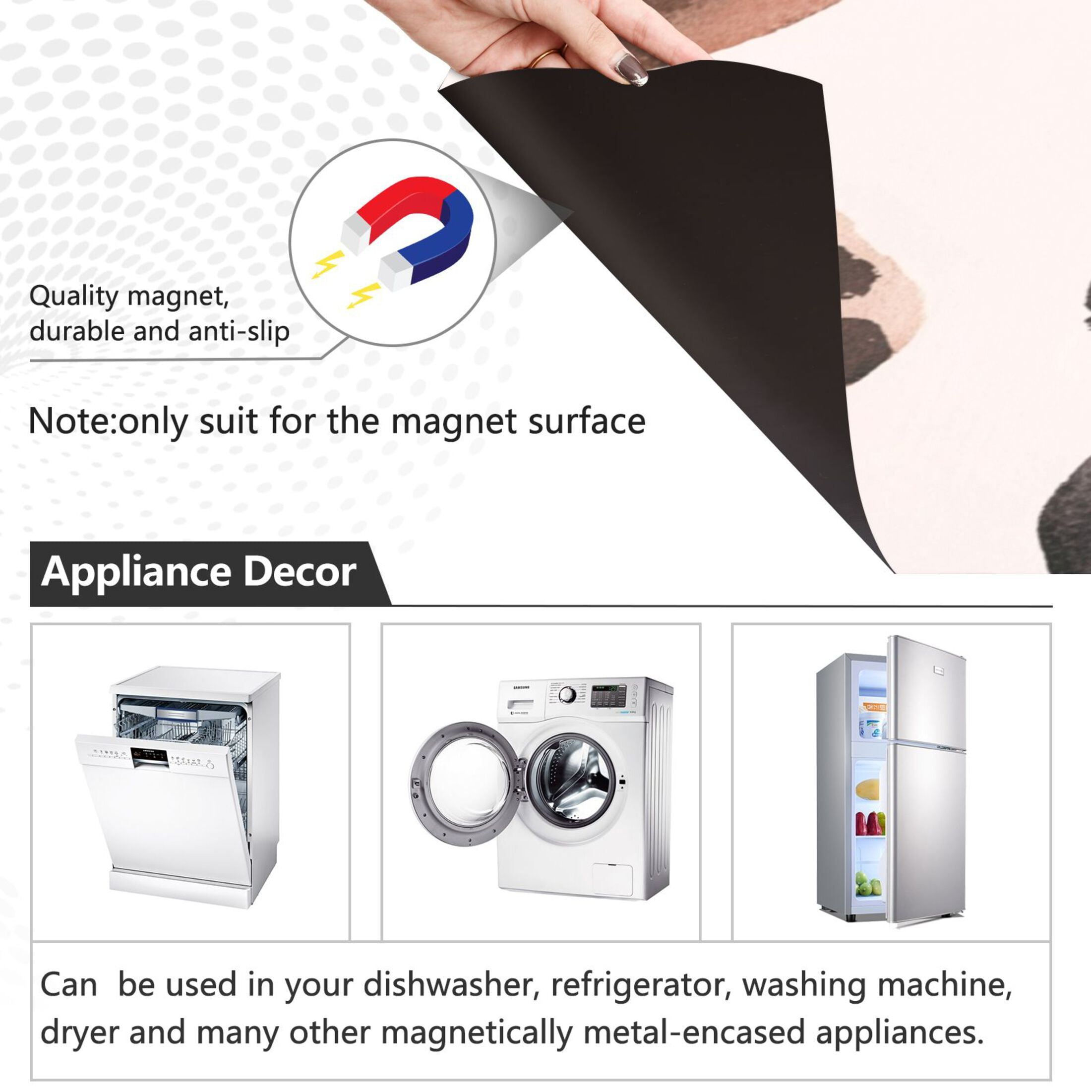 Dishwasher Magnetic Sticker 23x26 Inch Refrigerator Magnetic Sticker Washing Machine Magnetic Sticker Kitchen Panel Magnetic Sticker Home Decor Super Cute Black Heart