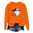 thumbnail image 7 of Halloween Sweatshirt for Women Hoodless Sweatshirt Casual Long Sleeve Graphic Crewneck Pullover Top for Women Orange XL, 7 of 7