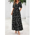 thumbnail image 4 of PRETTYGARDEN Women's Summer Maxi Dress Resort Wear Boho Floral V Neck Puff Short Sleeve Ruffle Flowy Beach Long Dresses, 4 of 7