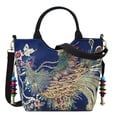 thumbnail image 3 of Bolso de mano bordado para mujer, estilo tradicional chino, bandolera para trabajar Azul profundo, 3 of 9