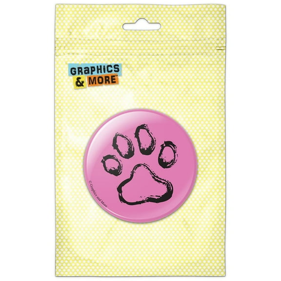 Paw Print Dog Cat Pet on Pink Pinback Button Pin Badge