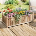 thumbnail image 2 of Costway 1 PCS Natural Acacia Wood Rectangular Planter Box with Liner, Drainage, Indoor Outdoor Beige, 2 of 10
