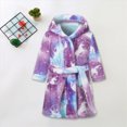 thumbnail image 2 of Toddler Boys Girls Flannel Bathrobes Kids Soft Hooded Sleepwear Cartoon Print Night-robe Kids Flannel Hooded Bathrobe 2T 3T 4T 5T 6T 7T Toddler Plush Robes With Belt,Purple,Size 9-10T, 2 of 6