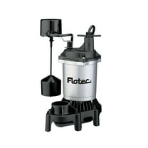 Flotec FPZS33V 1/3 HP 3600 GPH Max Flow Submersible Thermoplastic Sump Pump