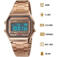 thumbnail image 6 of Men Lady Vintage Retro Gold Stainless Steel Digital Casual Watch Alarm Stopwatch, 6 of 9