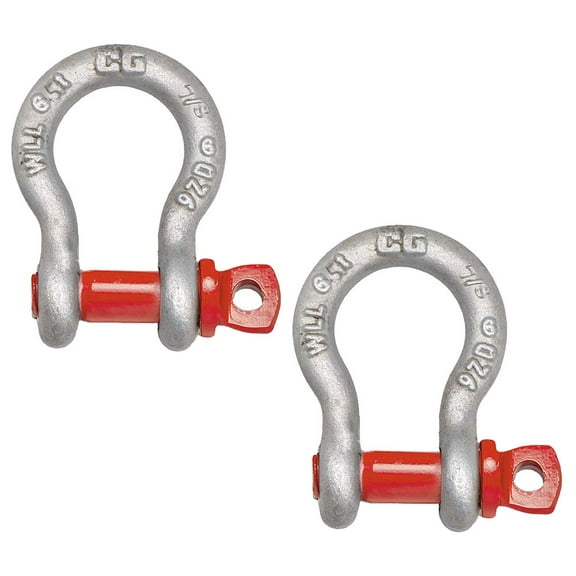 2 Pack Crosby G-209, 7/8"Anchor Shackle Forged Carbon Steel w/Alloy Screw Pin Shackle Load Limit # 6.5Tons (85,980 lbs)| Heavy Duty D Ring Shackle for Vehicle Recovery - 1018516