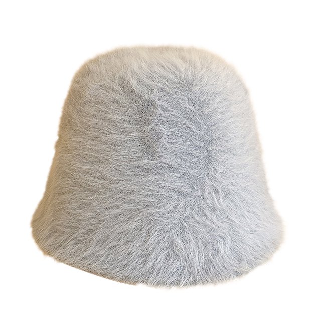 Opolski Bucket Hat Fluffy Chill-proof Light-weight Solid Color Fisherman Cap for Women