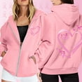 thumbnail image 2 of Shadoumai Breast Cancer Awareness Hoodie For Women 2025 Long Sleeve Full Zipper Hoodies With Pockets Hooded Sweatshirt Fall Winter Jacket, 2 of 5