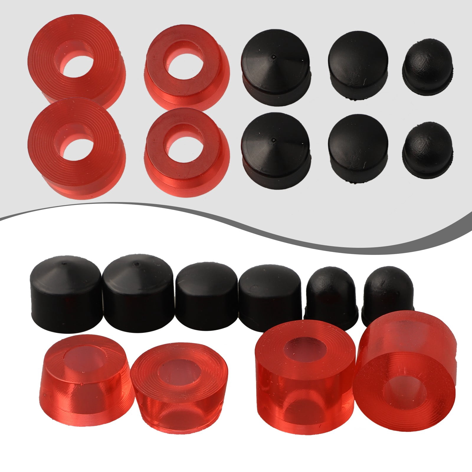 Kit De Reconstruction Pour Skate & Longboard : Bagues PU, Rondelles, Cups Et Amortisseur – Stabilité Et Confort Améliorés (Rouge)