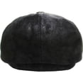 thumbnail image 5 of 100% Genuine Leather Black Mens Ivy Hat Golf Driving Ascot Flat Cabbie Newsboy, 5 of 9