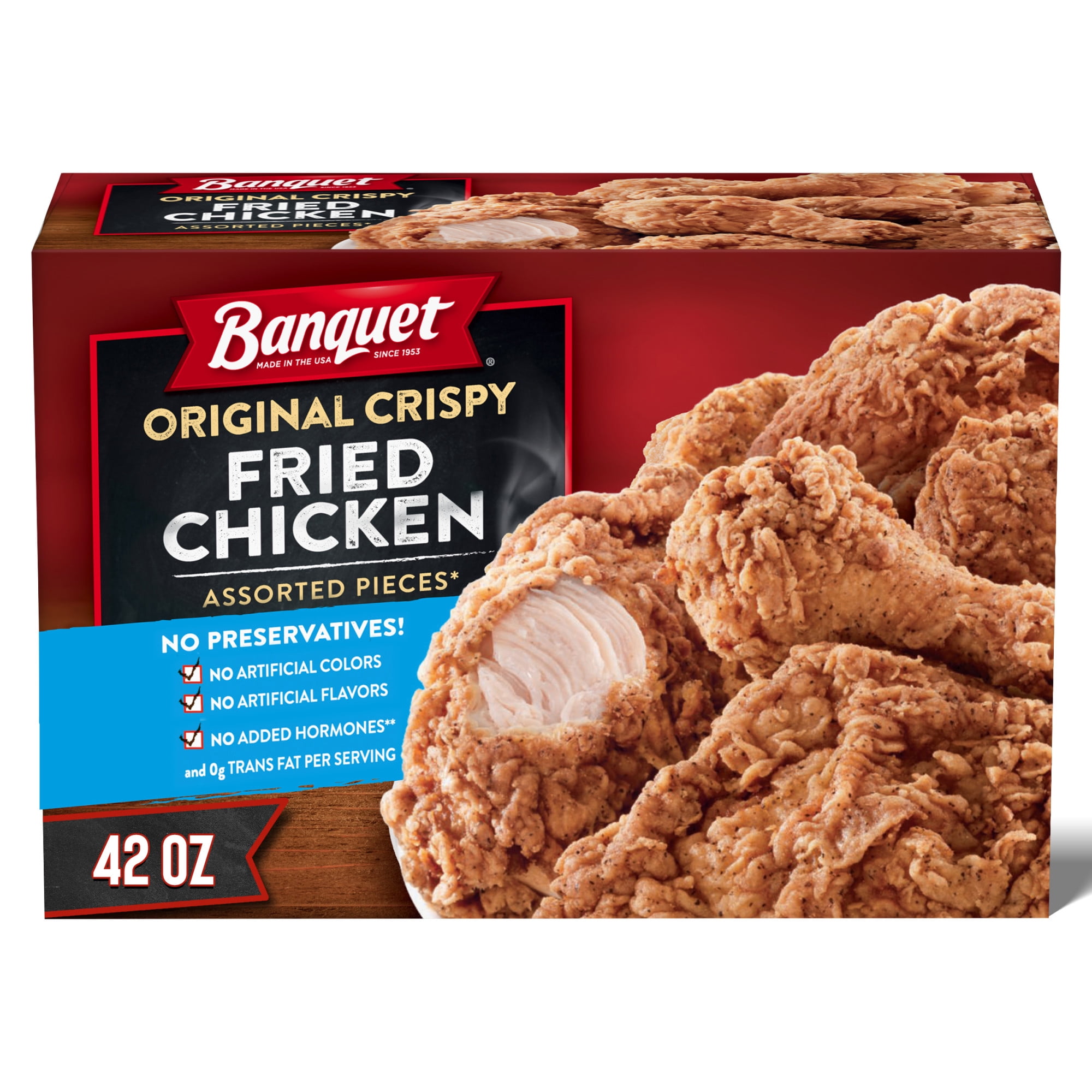 Banquet Original Crispy Fried Chicken, 14g Protein per Serving, Frozen Meal, 42 oz.