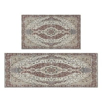 Boho Light Brown Pattern Kitchen Rugs and Mats Sets Of 2, Funny Kitchen Decoration Rubber Backing Non-Slip Absorbent Mats for Sink Waterproof Runner Rug for Laundry Room 17x30 17x48inch