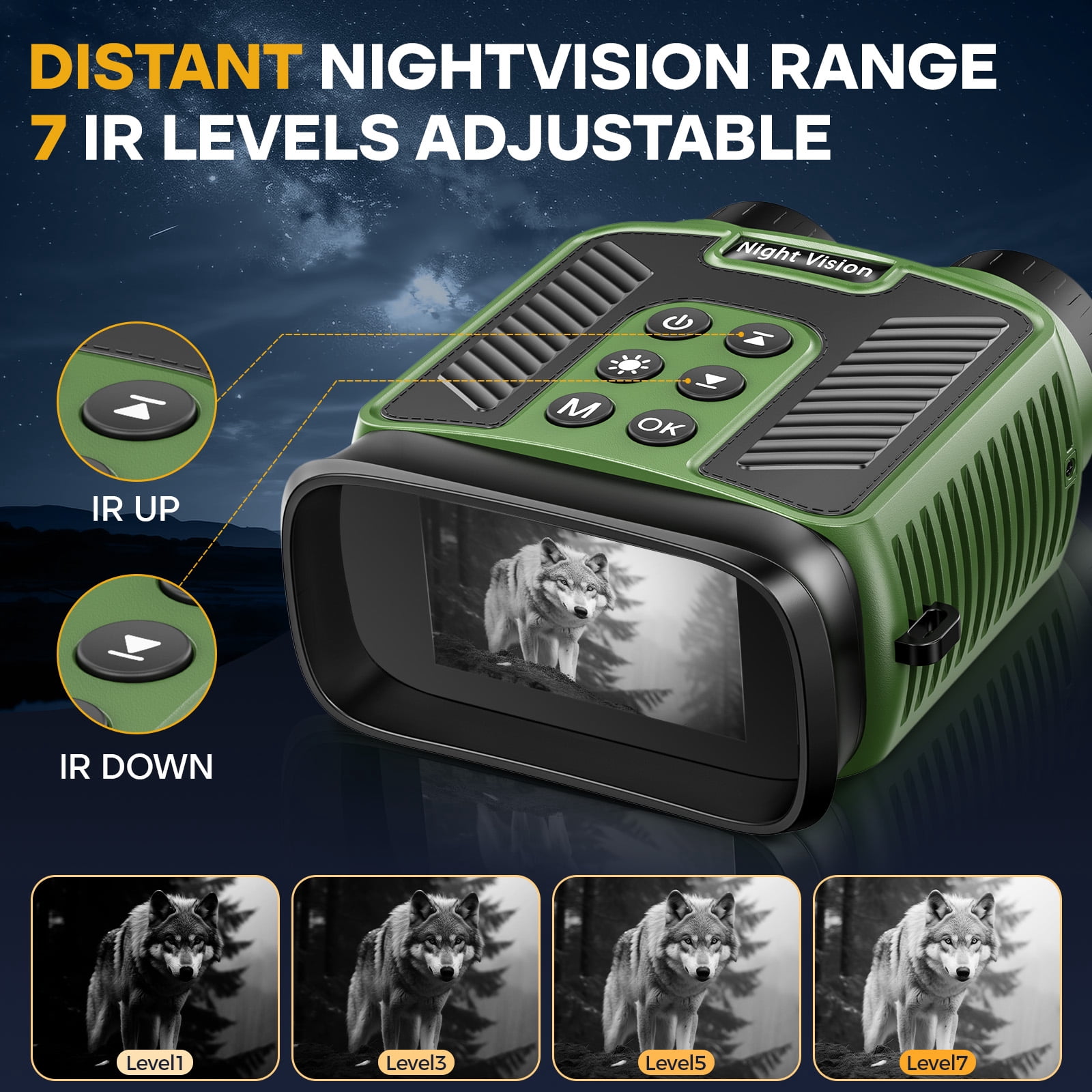 LAKWAR 8X Night Vision Binoculars for Total Darkness with 32G TF Card Infrared Digital Night Vision Binocular with Large Viewing Screen Hunting Binoculars for Day and Night